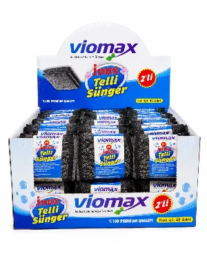 İNOX SİYAH TEMİZLİK SÜNGERİ 2'Lİ (STANTLI KOLİLİ) VİOMAX 2