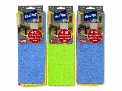 4'LÜ MİKROFİBER ULTRASONİK TEMİZLİK BEZİ 30×30 CM EVİMA