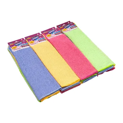 4'LÜ MİKROFİBER TEMİZLİK BEZİ KARTELALI 30×40 CM EVİMA 2