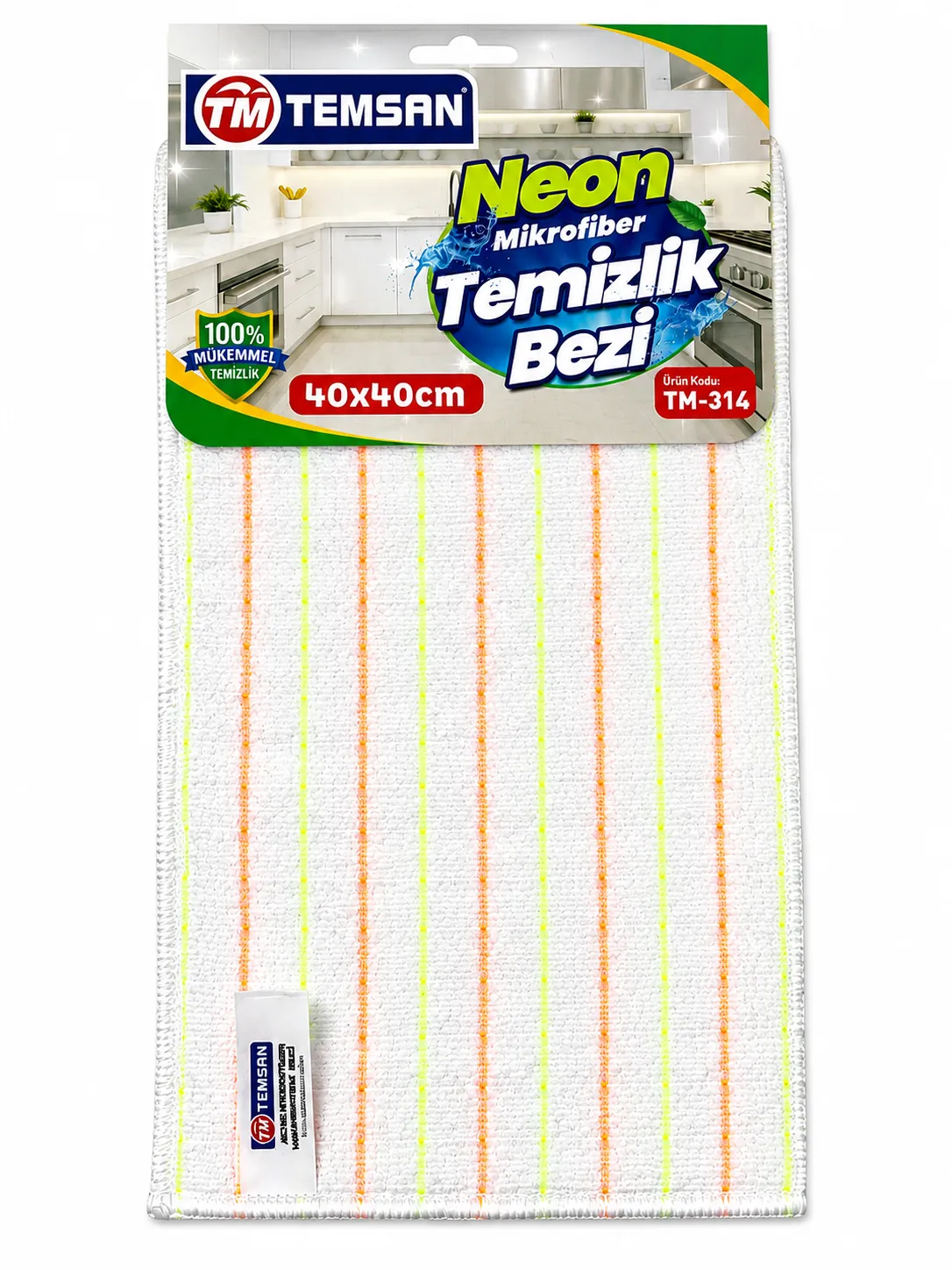 NEON MUTFAK MİKROFİBER TEMİZLİK BEZİ 40×40 CM TEMSAN