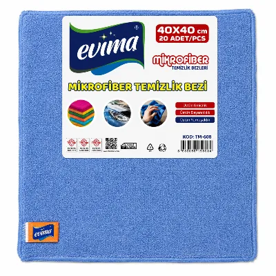 MİKROFİBER TEMİZLİK BEZİ EVİMA (20'Lİ) — 40 × 40 cm