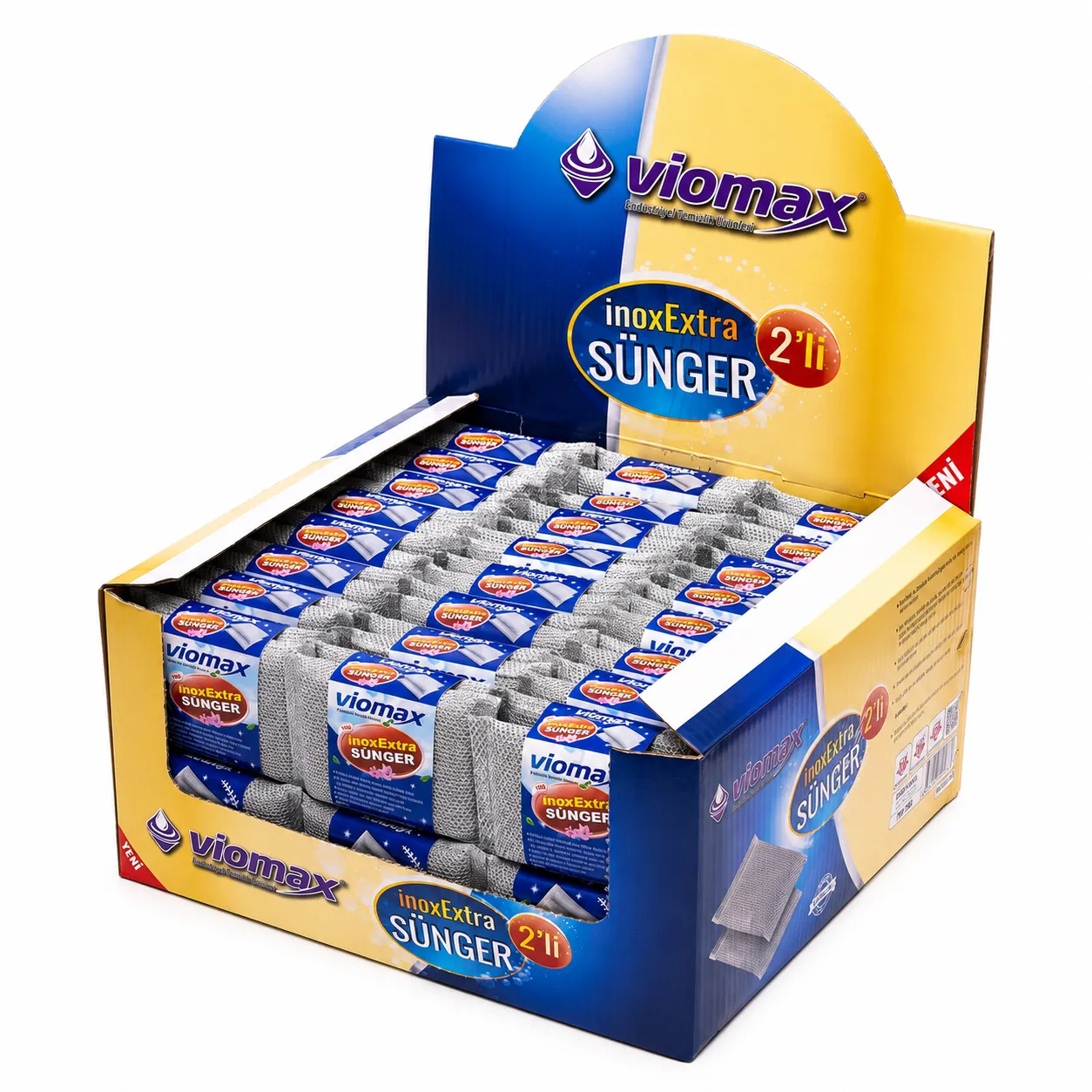 EXTRA İNOX TEMİZLİK SÜNGER 2'Lİ (STANTLI KOLİLİ) VİOMAX